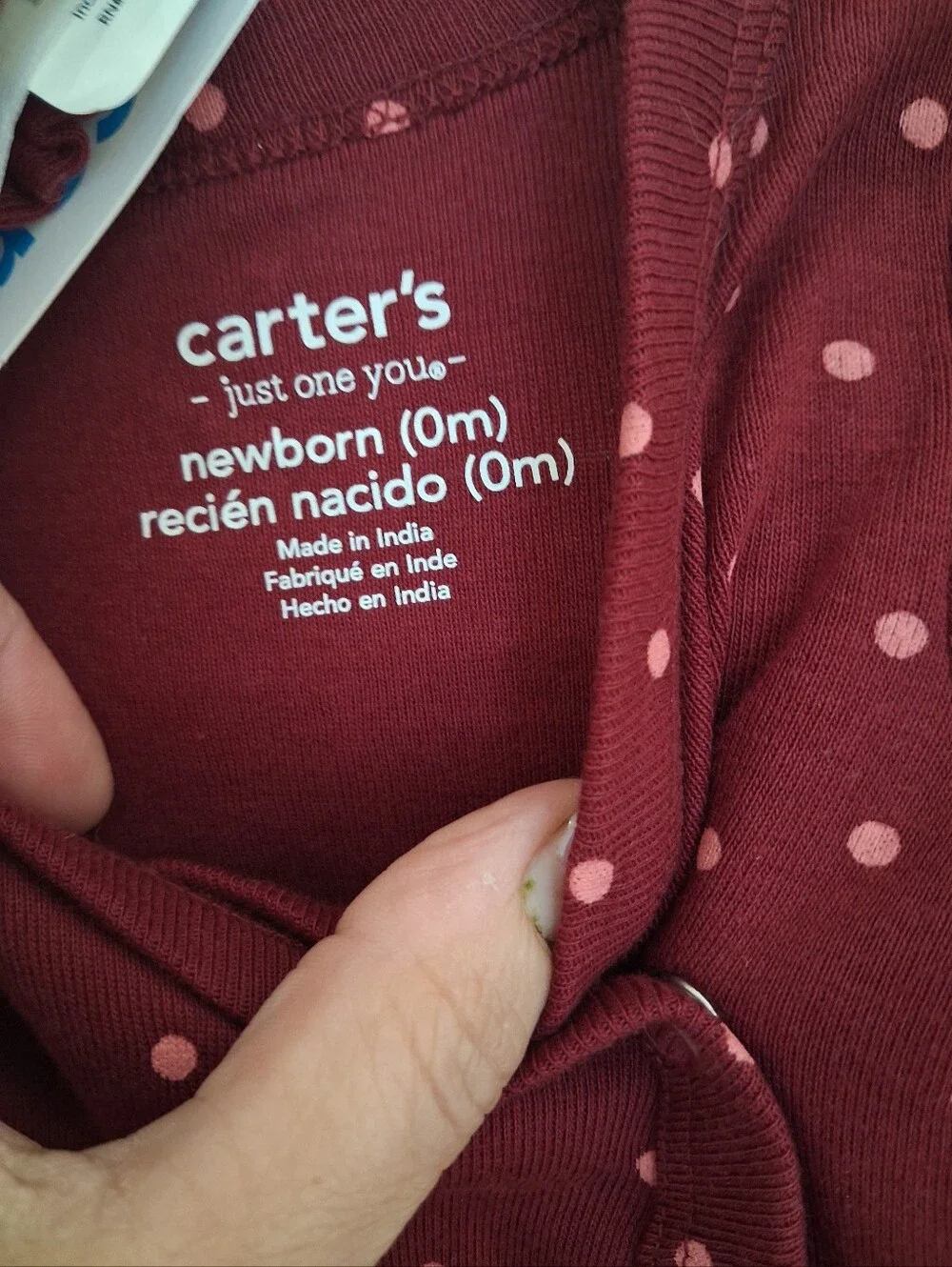 Carter's Burgundy and Soft Pink Polka Dot Long-Sleeve One-Piece with Headband